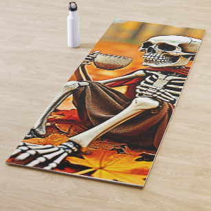 Autumn Skeleton Coffee Break Design Yoga Mat