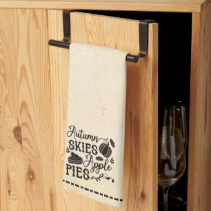 Autumn skies apple pies flour sack look tea towel