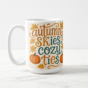 Autumn Skies Cosy Ties - Fall Typography Coffee Mu Mug