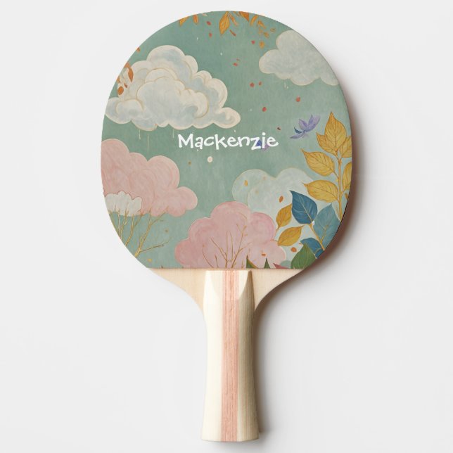 Autumn Skies: Leaves and Clouds Harmony Ping Pong Paddle (Front)