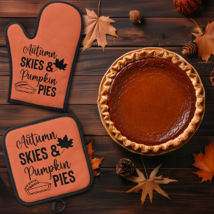 Autumn Skies & Pumpkin Pies Fall Oven Mitt & Pot Holder Set