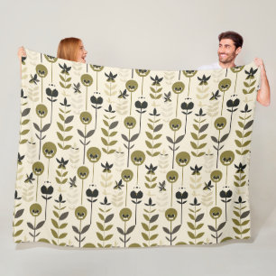Autumn Skull Floral Fleece Throw Blanket
