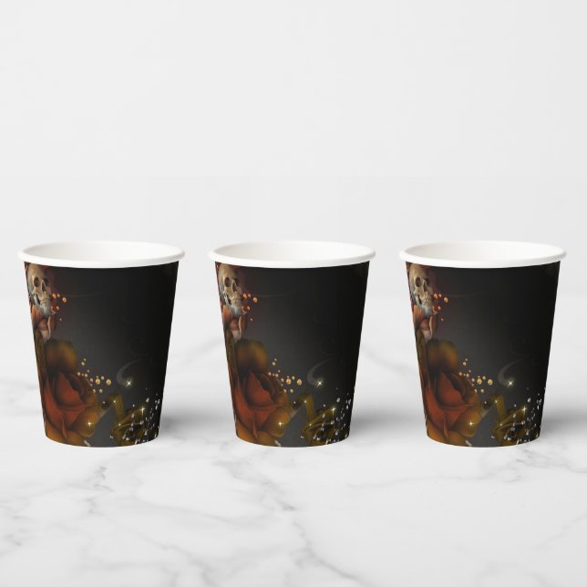 Autumn Skull Gothic Elegance Wedding  Paper Cups (Multi)