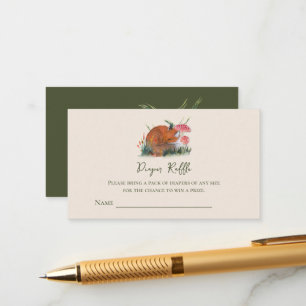 Autumn Sleepy Fox Diaper Raffle Tickets Enclosure Card