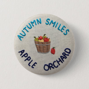 Autumn Smiles Apple Orchard 6 Cm Round Badge