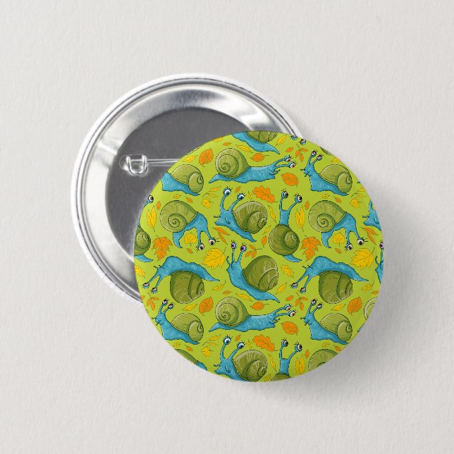 Autumn snails 6 cm round badge (Front & Back)