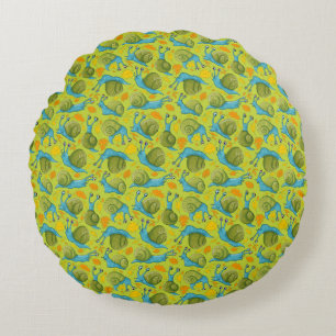 Autumn snails round cushion