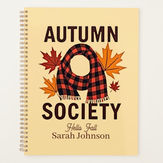 Autumn Society – Personalised Plaid Letter Fill Planner (Front)