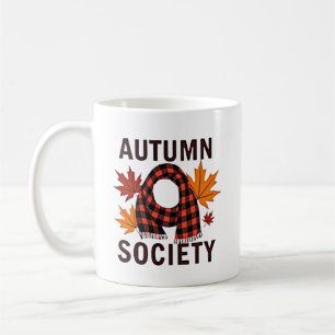 Autumn Society – Personalized Plaid Letter Fill Coffee Mug