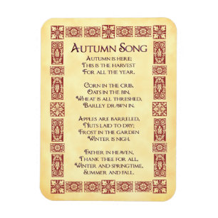 Autumn Song Red Art Thanksgiving Poem Magnet