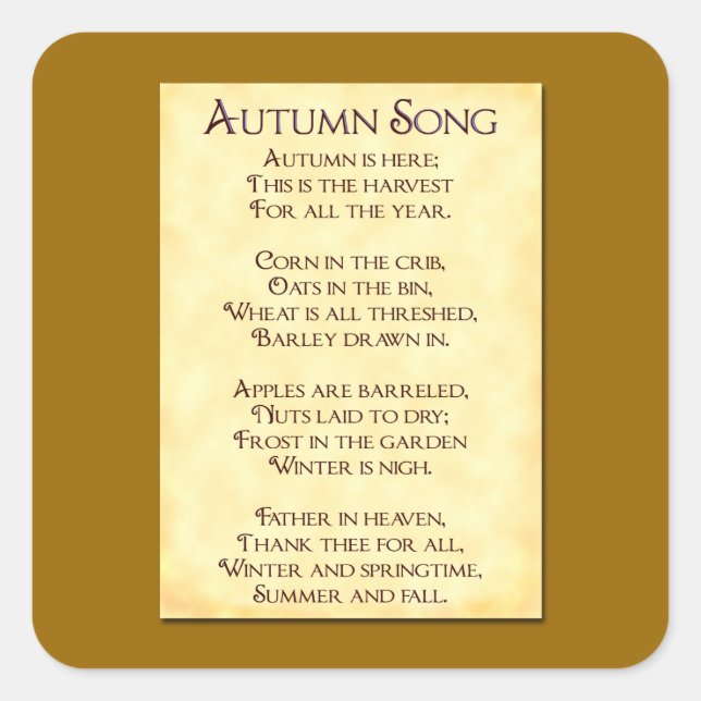 Autumn Song Thanksgiving Harvest Sticker (Front)