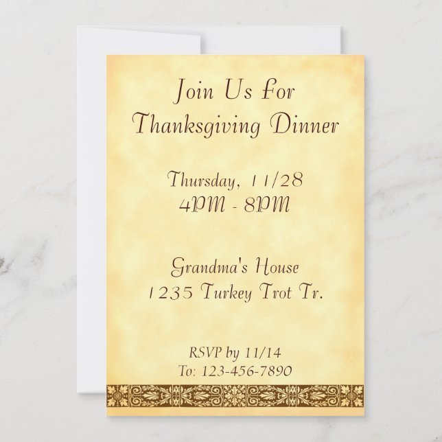 Autumn Song Thanksgiving Poem Custom Invitations (Back)