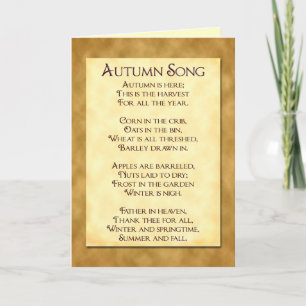 Autumn Song Thanksgiving Poem Greeting Cards
