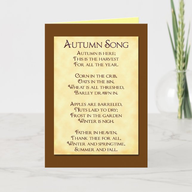 Autumn Song Thanksgiving Poem Greeting Cards (Front)