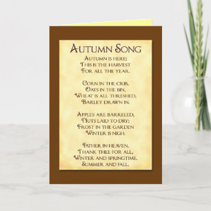 Autumn Song Thanksgiving Poem Greeting Cards