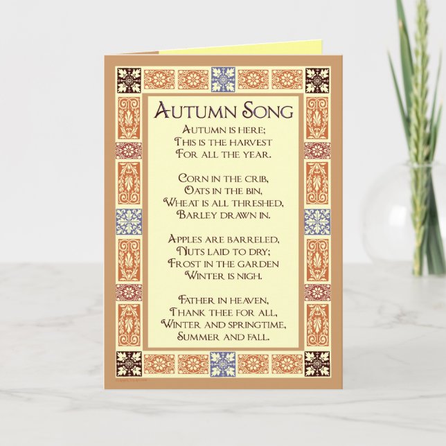 Autumn Song Thanksgiving Poem Greeting Cards (Front)