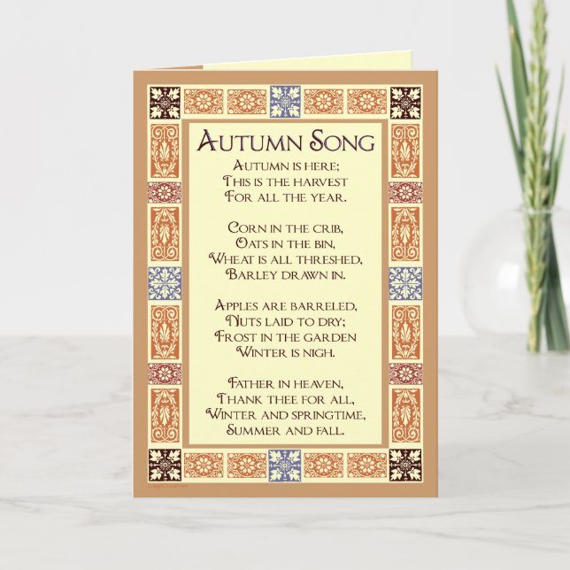 Autumn Song Thanksgiving Poem Greeting Cards (Front)