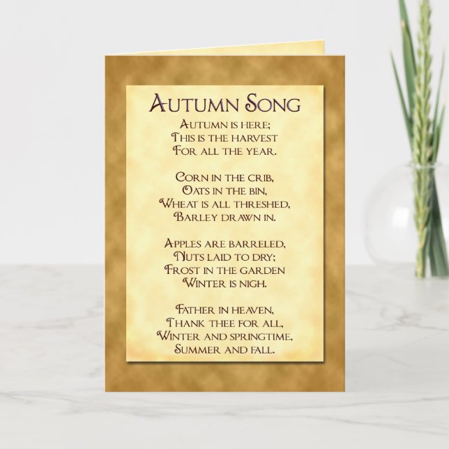 Autumn Song Thanksgiving Poem Invitation Cards (Front)