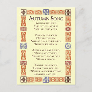Autumn Song Thanksgiving Poem Postcard