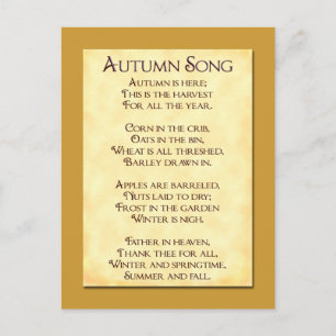 Autumn Song Thanksgiving Poem Postcard