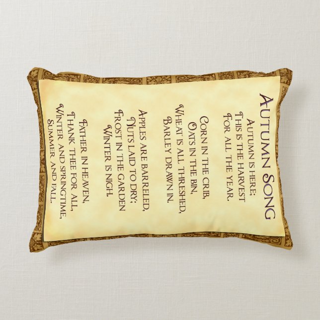Autumn Song Thanksgiving Poem Rustic Decorative Cushion (Front)