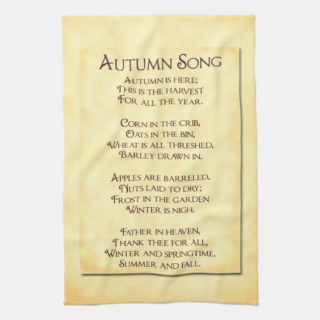 Autumn Song Thanksgiving Poem Tea Towel (Vertical)