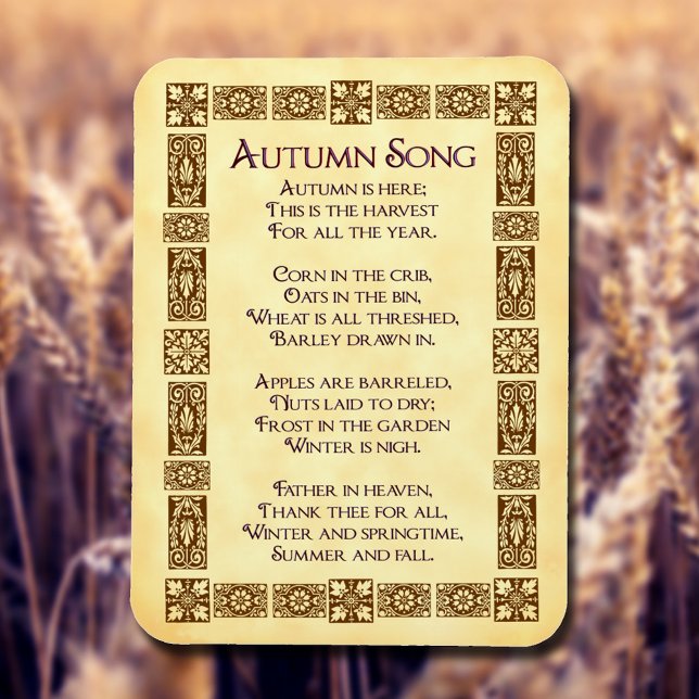 Autumn Song Vintage Art Thanksgiving Poem Magnet (Creator Uploaded)