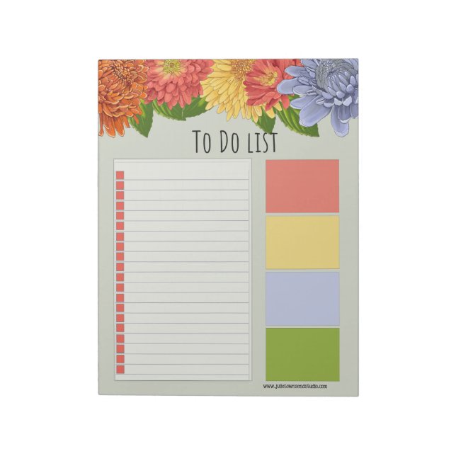 Autumn Spice To Do List Note Pad - Chrysanthemums  (Rotated)