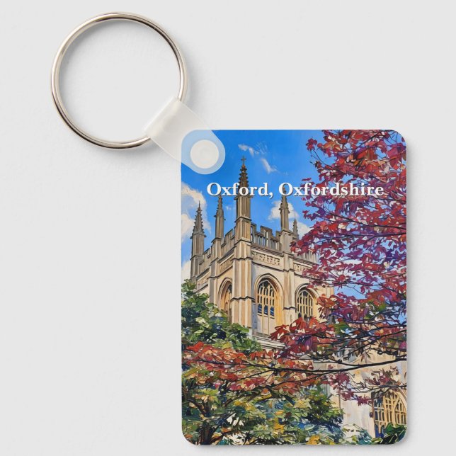 Autumn Spires – Oxford Cathedral in Fall Key Ring (Front)