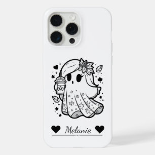 Autumn Spirit: Girly Ghost with Pumpkin Spice iPhone 15 Pro Max Case