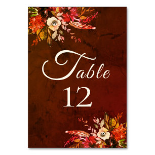 Autumn Splendor Fall Floral Wedding Table Number