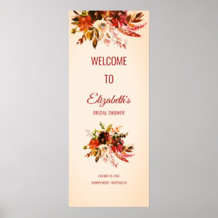 Autumn Splendor Floral Blushed Ivory Bridal Shower Poster