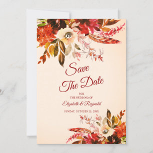 Autumn Splendor Floral Blushed Ivory Save The Date Invitation