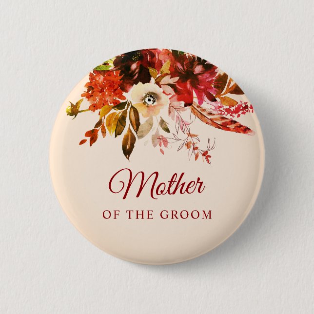 Autumn Splendour Blushed Ivory Mother Of The Groom 6 Cm Round Badge (Front)