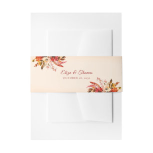 Autumn Splendour Fall Bouquet Blushed Linen Weddin Invitation Belly Band