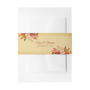 Autumn Splendour Fall Bouquet Washed Gold Wedding Invitation Belly Band
