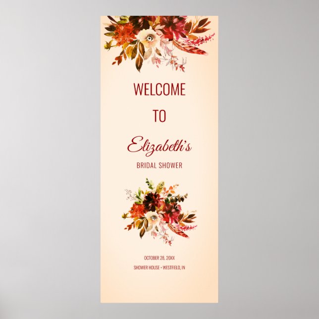 Autumn Splendour Floral Blushed Ivory Bridal Showe Poster (Front)