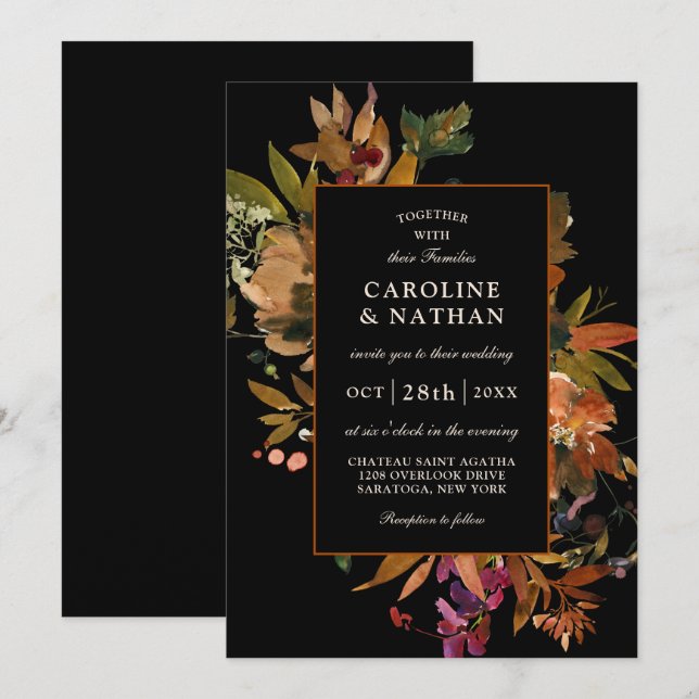 Autumn Splendour Floral Bouquet Invitation (Front/Back)