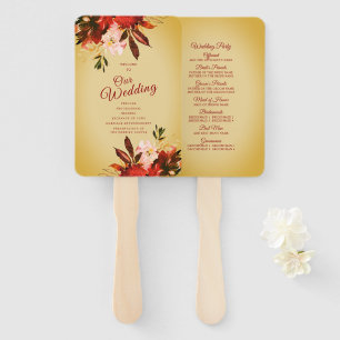 Autumn Splendour Floral Gold Washed Ivory Wedding Hand Fan
