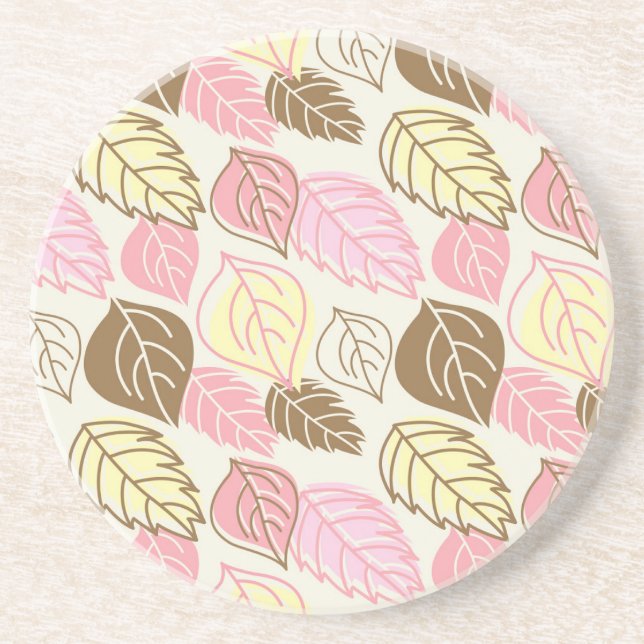 Autumn Splendour: Leaf Seamless Pattern Coaster (Front)