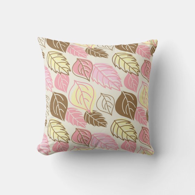 Autumn Splendour: Leaf Seamless Pattern Cushion (Front)