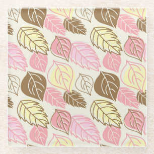 Autumn Splendour: Leaf Seamless Pattern Glass Coaster