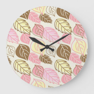 Autumn Splendour: Leaf Seamless Pattern Large Clock
