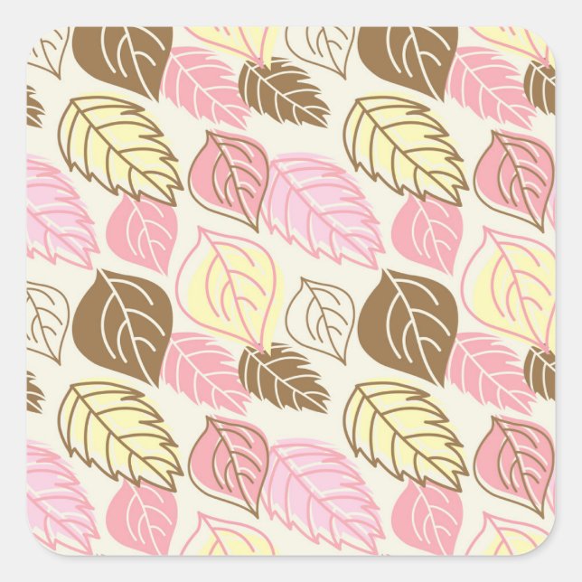 Autumn Splendour: Leaf Seamless Pattern Square Sticker (Front)
