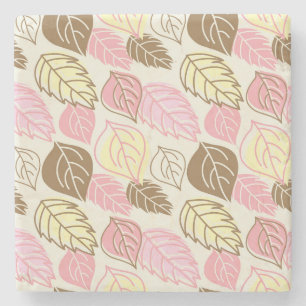 Autumn Splendour: Leaf Seamless Pattern Stone Coaster