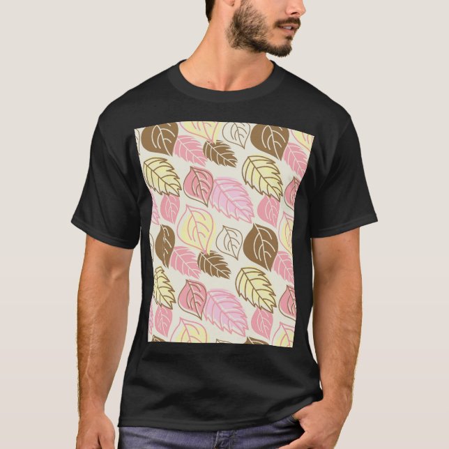Autumn Splendour: Leaf Seamless Pattern T-Shirt (Front)