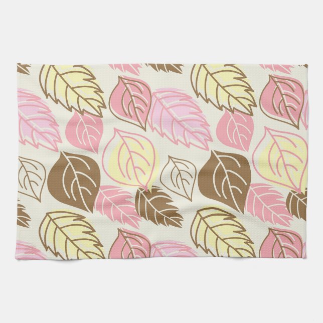 Autumn Splendour: Leaf Seamless Pattern Tea Towel (Horizontal)