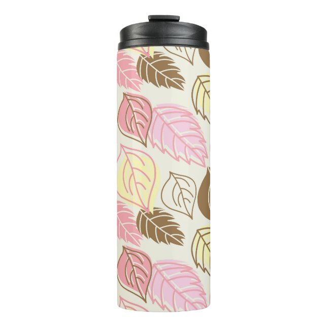 Autumn Splendour: Leaf Seamless Pattern Thermal Tumbler (Front)