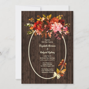 Autumn Splendour Rustic Dried Floral Wedding Invitation
