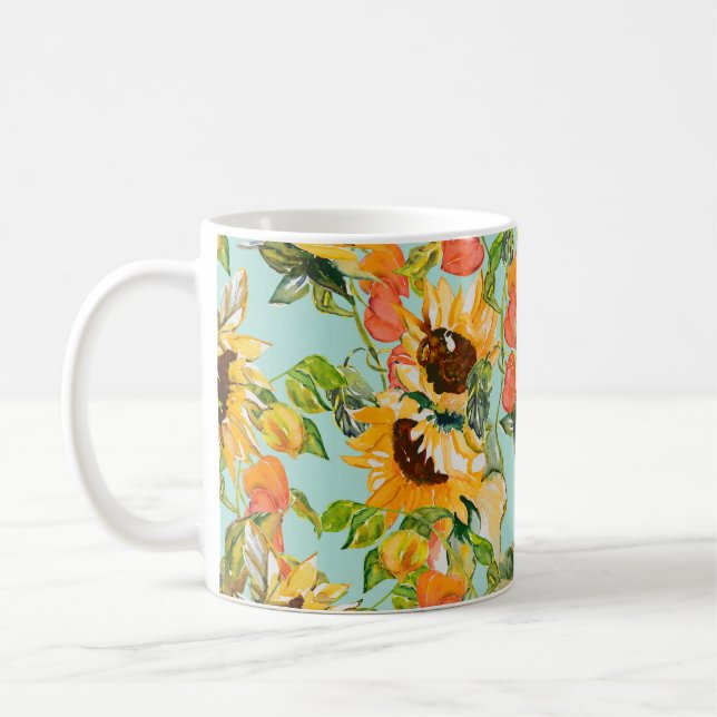Autumn Splendour: Seamless Nature Pattern Coffee Mug (Left)